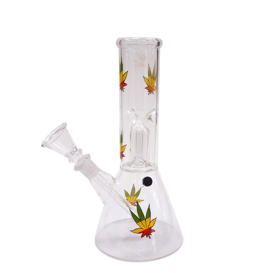 Crystal Ice Percolator Bong Rasta Leaves 21 cm.