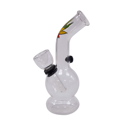 Bong in cristallo Mini Rasta Leaf 13 cm.