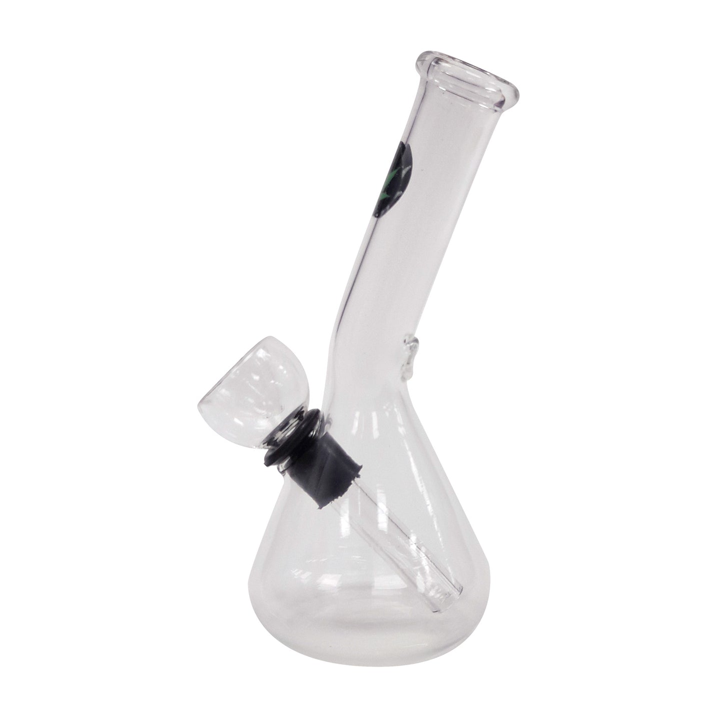 Bong in cristallo Mini Rasta Leaf Verde & Nero 13 cm.