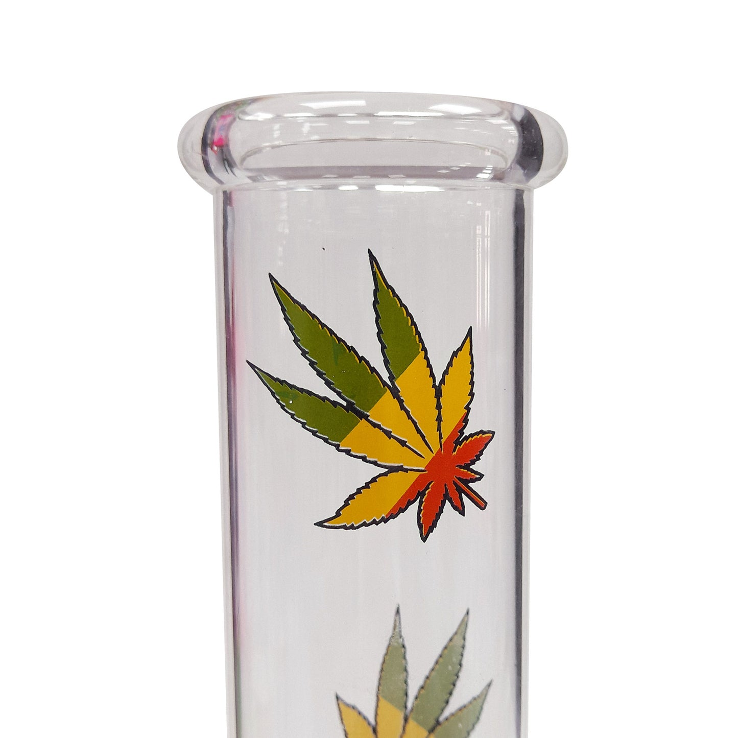 Crystal Straight Bong Icer Rasta Leaves 27 cm.