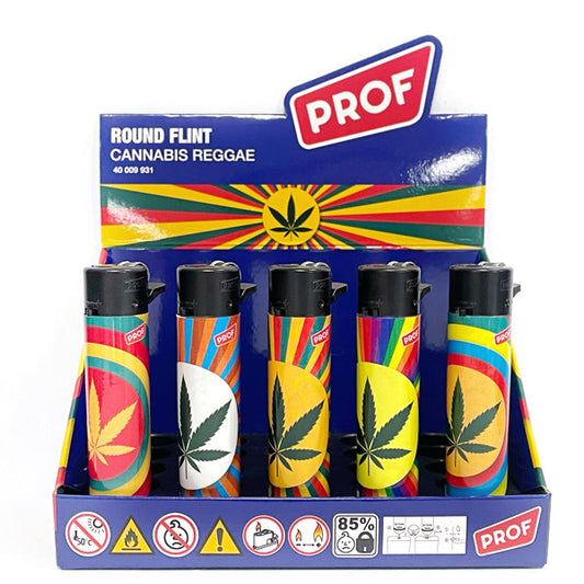 Mechero Round Flint Regulador Piedra & Gas Refill 25 ud. Leaf
