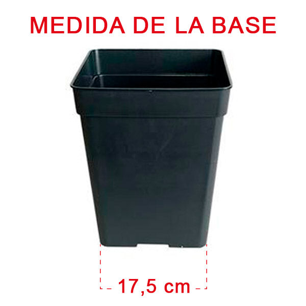 Maceta Cuadrada Negra 23 x 23 x 28 cm. 11 lt. - 30 ud.