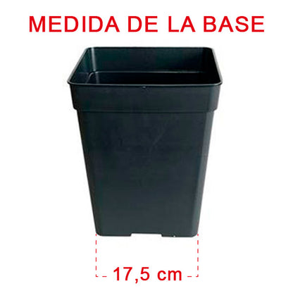 Maceta Cuadrada Negra 23 x 23 x 28 cm. 11 lt. - 30 ud.