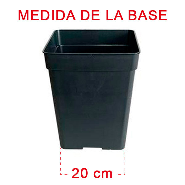 Maceta Cuadrada Negra 27 x 27 x 40 cm. 20 lt. - 20 ud.