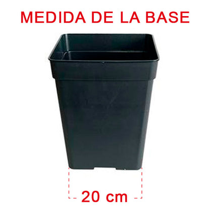 Maceta Cuadrada Negra 27 x 27 x 40 cm. 20 lt. - 20 ud.