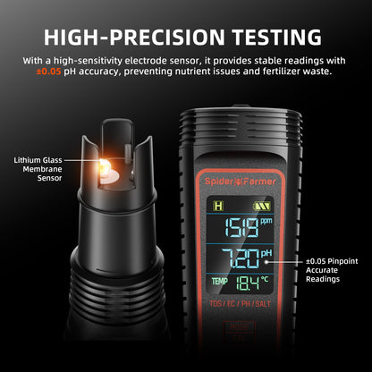 Medidor Spider Farmer 5-en-1 pH Hydroponic Meter Kit