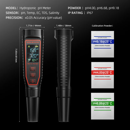 Medidor Spider Farmer 5-en-1 pH Hydroponic Meter Kit